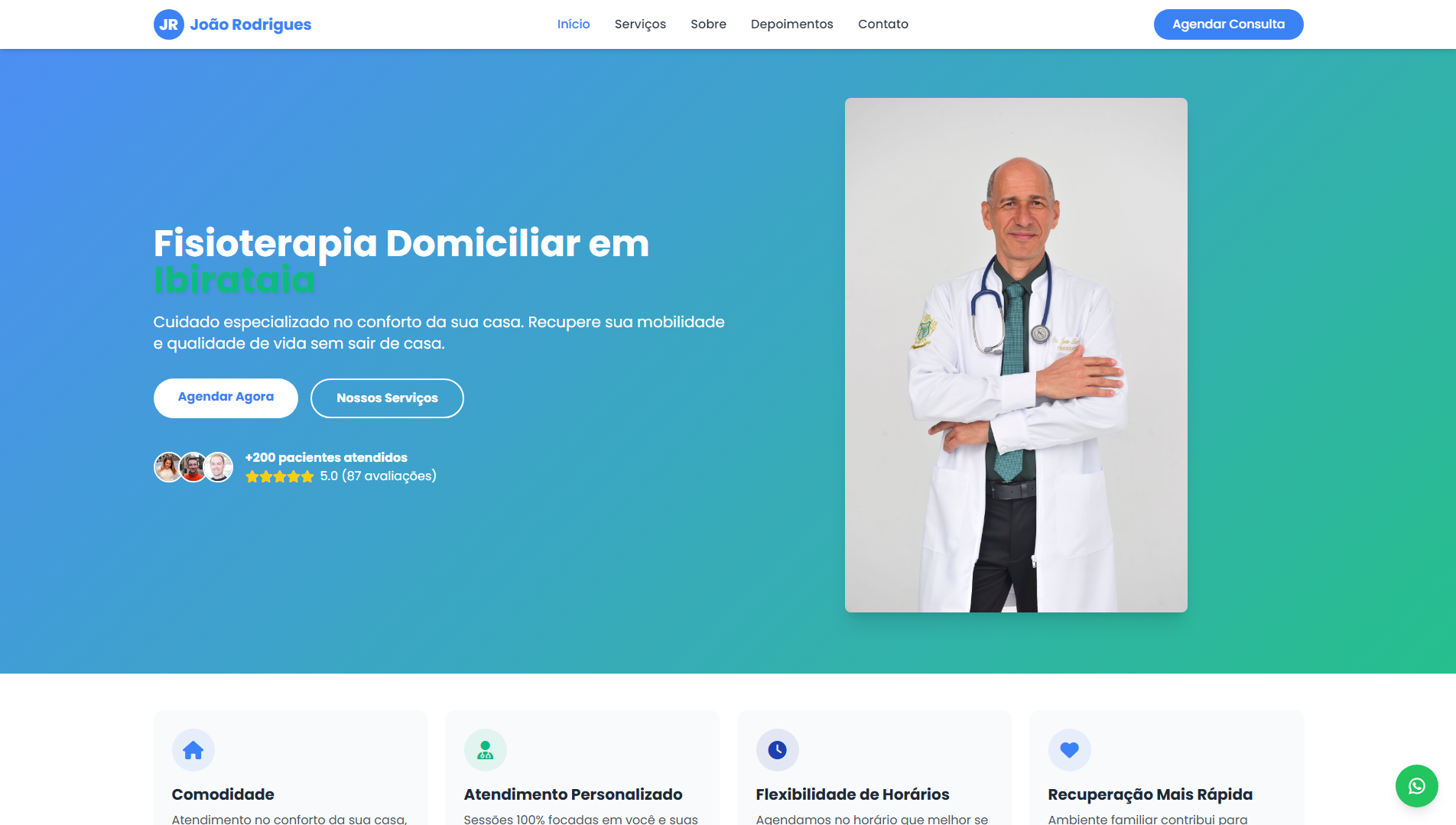 Página de captação para Fisioterapeuta